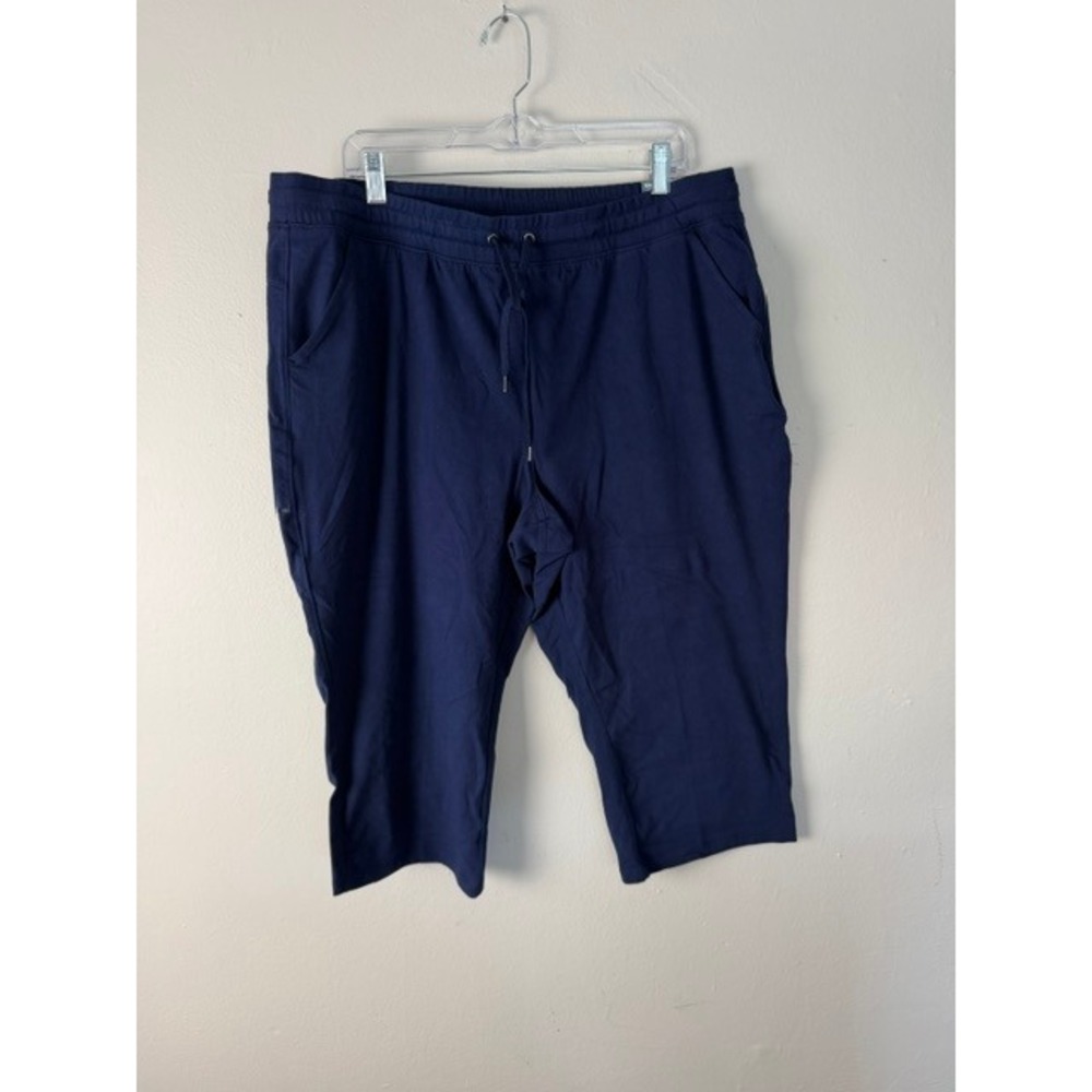 Tek Gear Women Navy Blue Mid-Rise Capri Pants Drawstring Pockets PXXL NWT